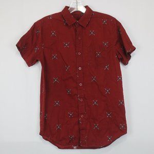 Marvel Deadpool Short Sleeve Button Up Shirt  Size: XS Color: Red